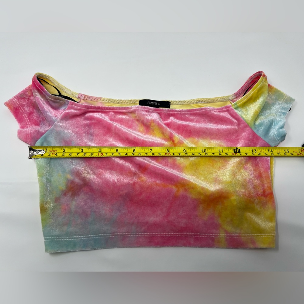 Tie Dye Crop Top Color Cropped Shirt Y2K Baby Tee Dyed Shirt Neon Bright Island - Picture 12 of 17